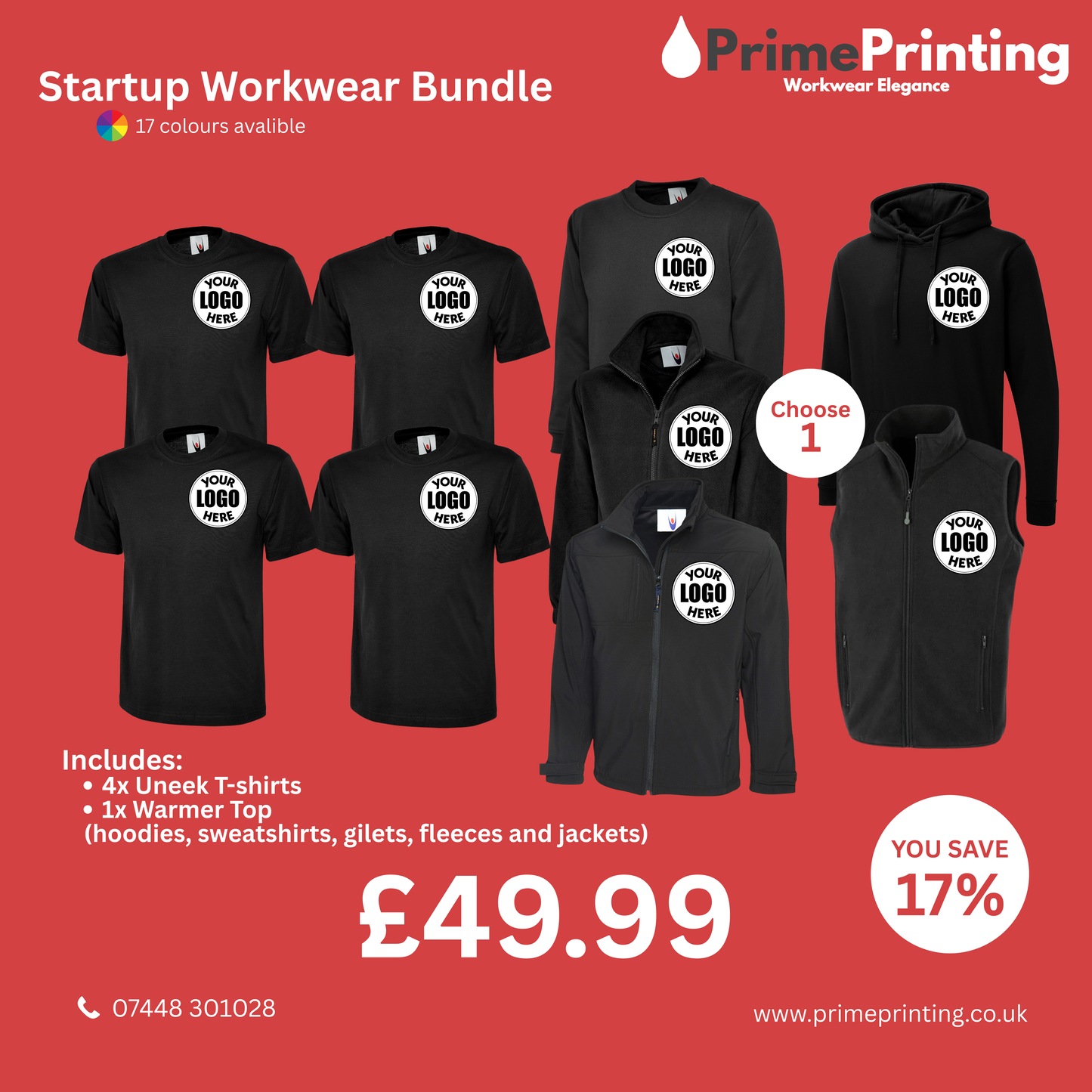 4 T – Shirts and 1 Warmer Top Startup Workwear Bundle