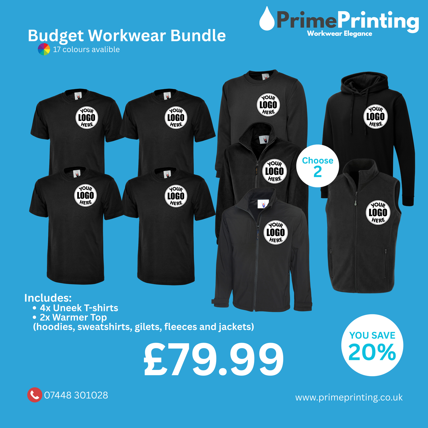 4 T-Shirts and 2 Warmer Tops Budget Workwear Bundle